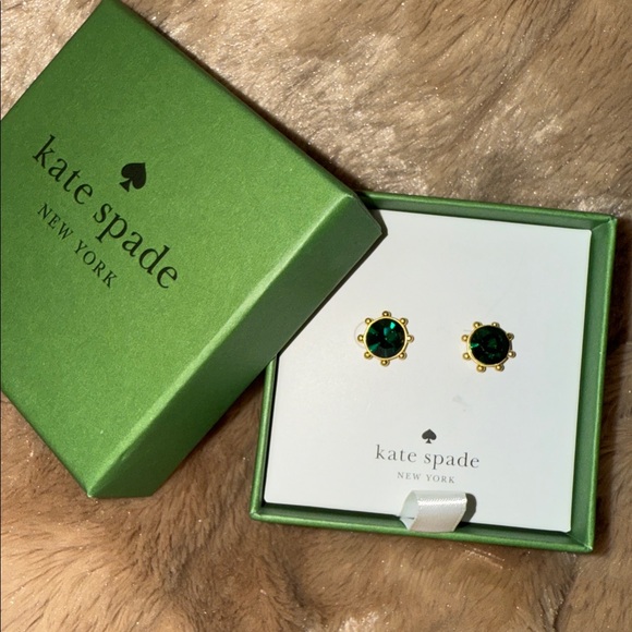 kate spade Jewelry - kate spade Gold Tone Earrings with Emerald Green Stones